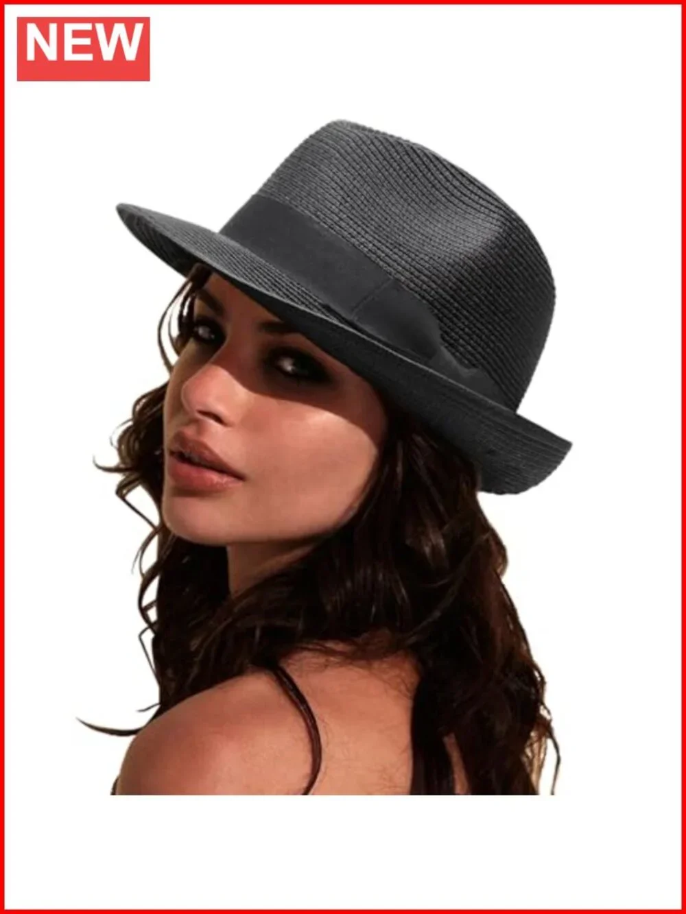 Womens Straw Sun Hat Short Brim Panama Fedora UPF 50 Foldable Travel Beach
